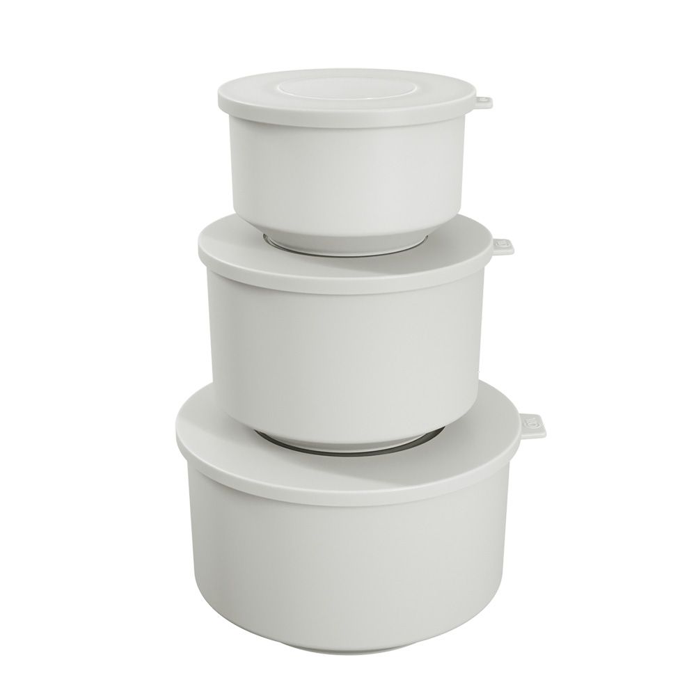 JUEGO DE CONTENEDORES DE PLASTICO 500ML. 1L 2L HOOP BLANCO 99262/1007