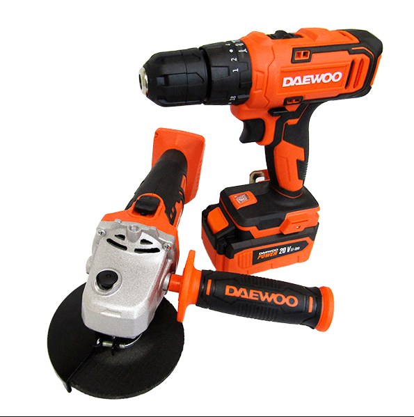 KIT AMOLADORA Y TALADRO DAEWOO BATERIA LITIO 20V