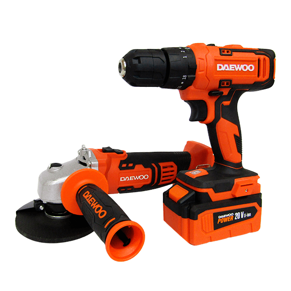 KIT AMOLADORA Y TALADRO DAEWOO BATERIA LITIO 20V