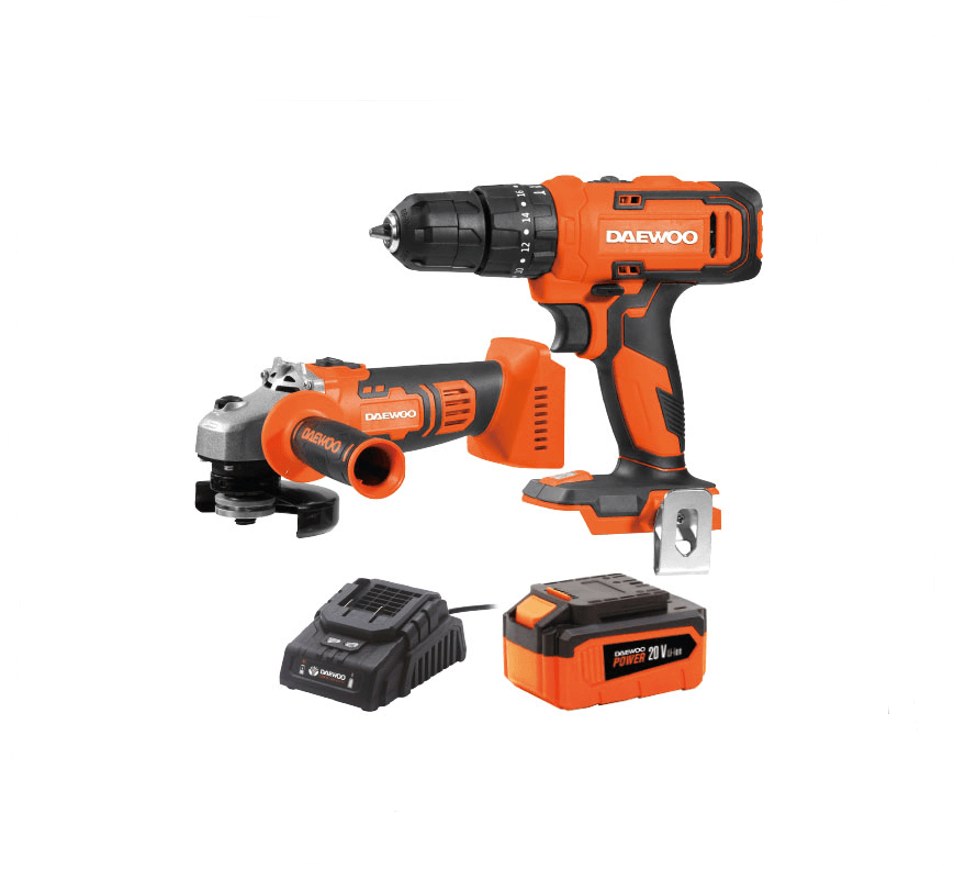 KIT AMOLADORA Y TALADRO DAEWOO BATERIA LITIO 20V