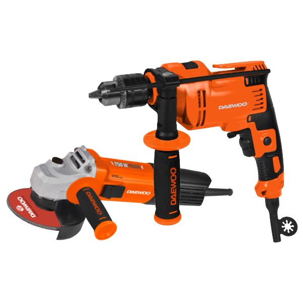 KIT TALADRO DE IMPACTO Y AMOLADORA ANGULAR DAEWOO