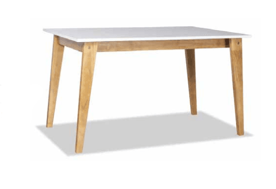 MESA ESCANDINAVA TAPA BLANCA PATAS MIEL 1,30MTS X 0,76 MTS (PINO)
