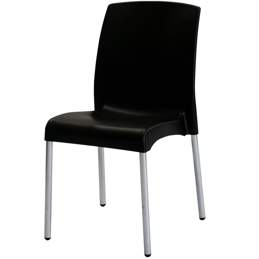 SILLA MALLORCA NEGRA PATAS METALICAS VOSS 2000