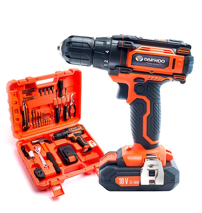 TALADRO PERCUTOR DAEWOO INALAMBRICO CON ACCESORIOS DACD1800V2